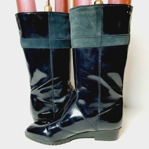 PERTTI PALMROTH Vintage Rain Boots Navy & Teal Sz 6.5 - Picture 8 of 9